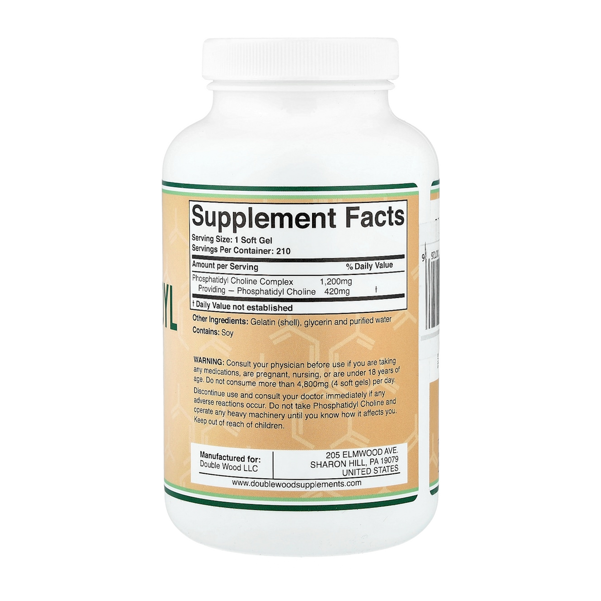 Double Wood Supplements Phosphatidyl Choline – 210 Capsules supplement facts