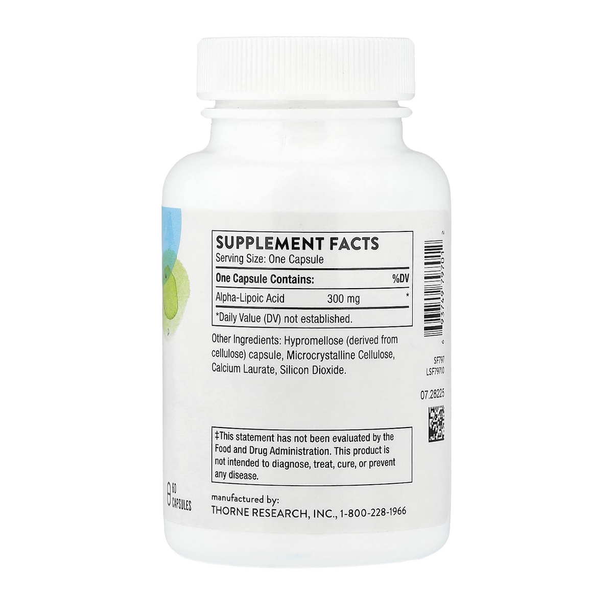 Thorne Alpha Lipoic Acid – 300mg, 60 Capsules supplement facts