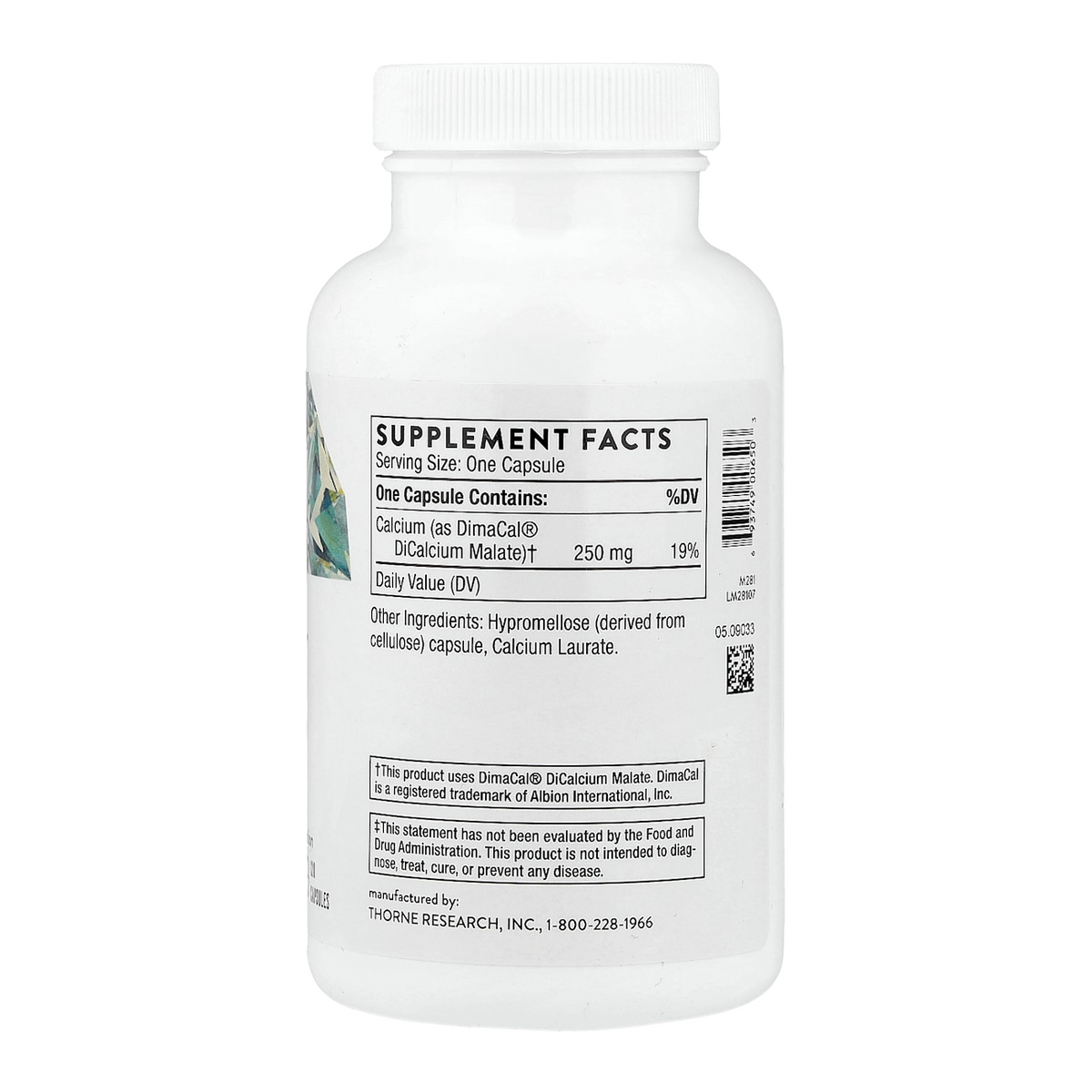 Thorne Calcium – 250mg, 120 Capsules supplement facts