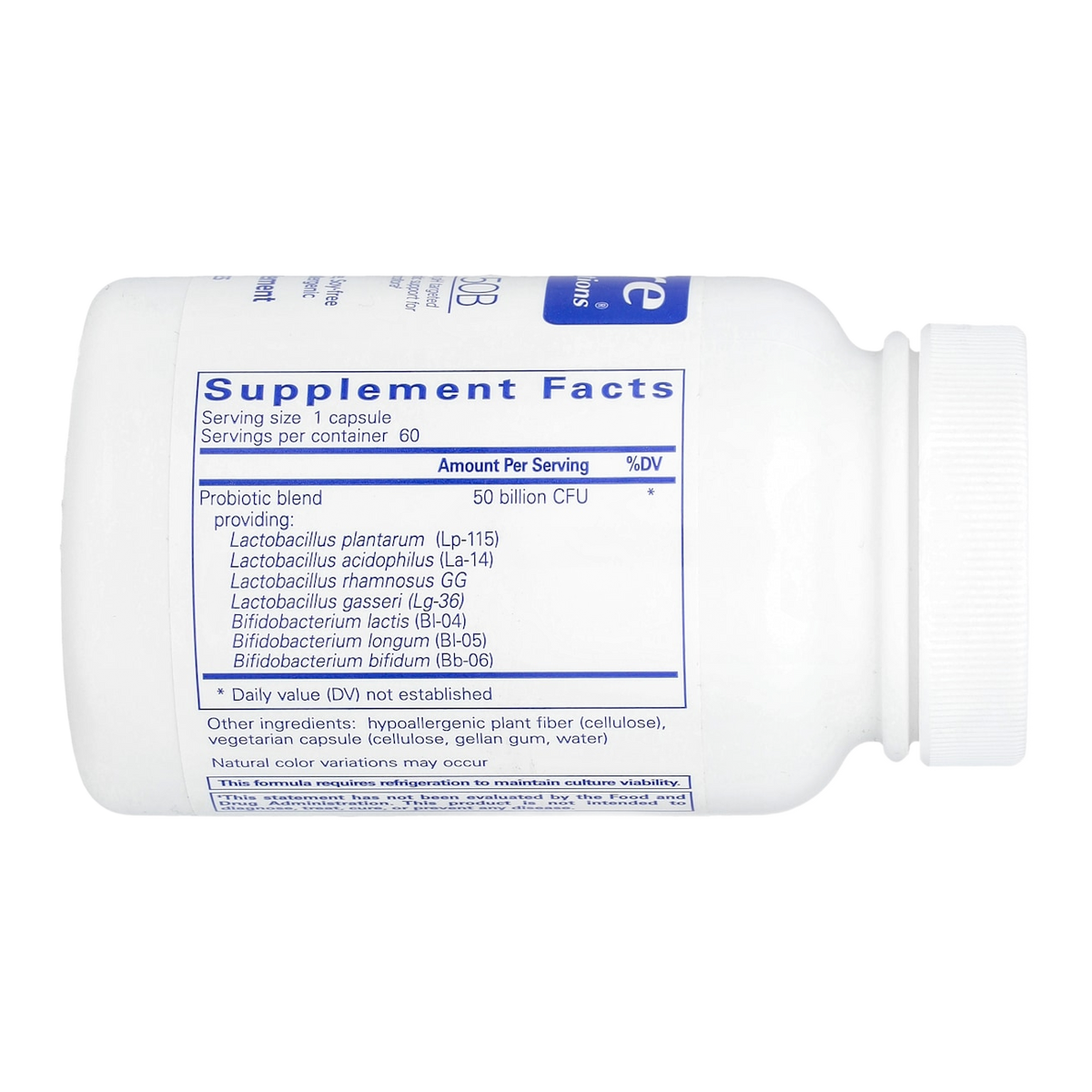 Pure Encapsulations Probiotic – 10B, 60 Capsules supplement facts