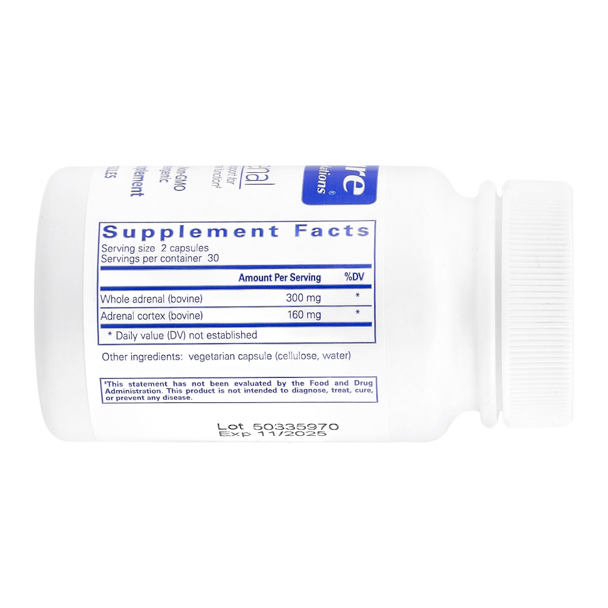 Pure Encapsulations Adrenal Cortex – 60 Capsules supplement facts