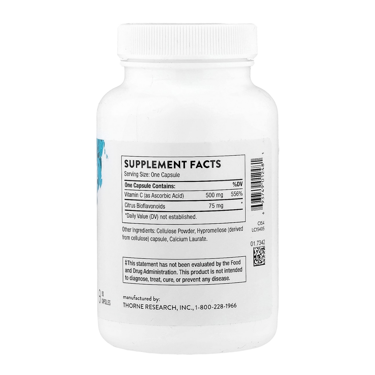 Thorne Vitamin C – 500mg, 90 Capsules supplement facts