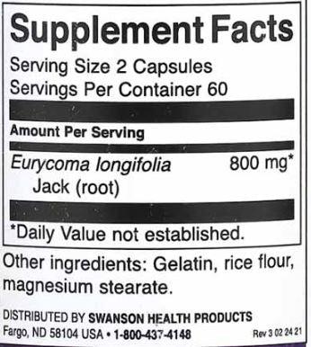 Swanson Tongkat Ali, Libido and Hormone Booster 120 Tablets
