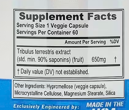 EVLution Nutrition, 100% Tribulus, 650 mg, 60 Veggie Capsules