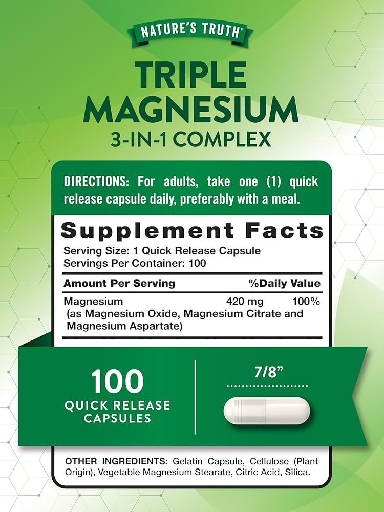 Nature's Truth, Triple Magnesium Complex, 100 Quick Release Capsules (420 mg per Capsule)