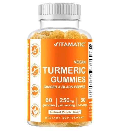 Vitamatic, Vegan Turmeric Gummies Natural Peach 250 mg, 60 Gummies