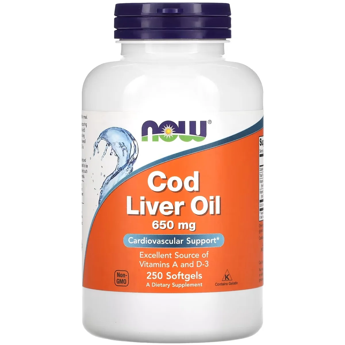 NOW Foods Cod Liver Oil – 650mg, 250 Softgels