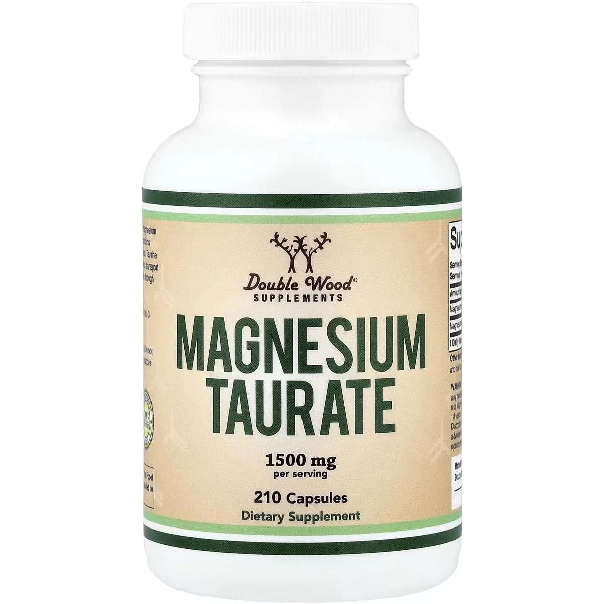 Double Wood Supplements Magnesium Taurate – 1500mg, 210 Capsules