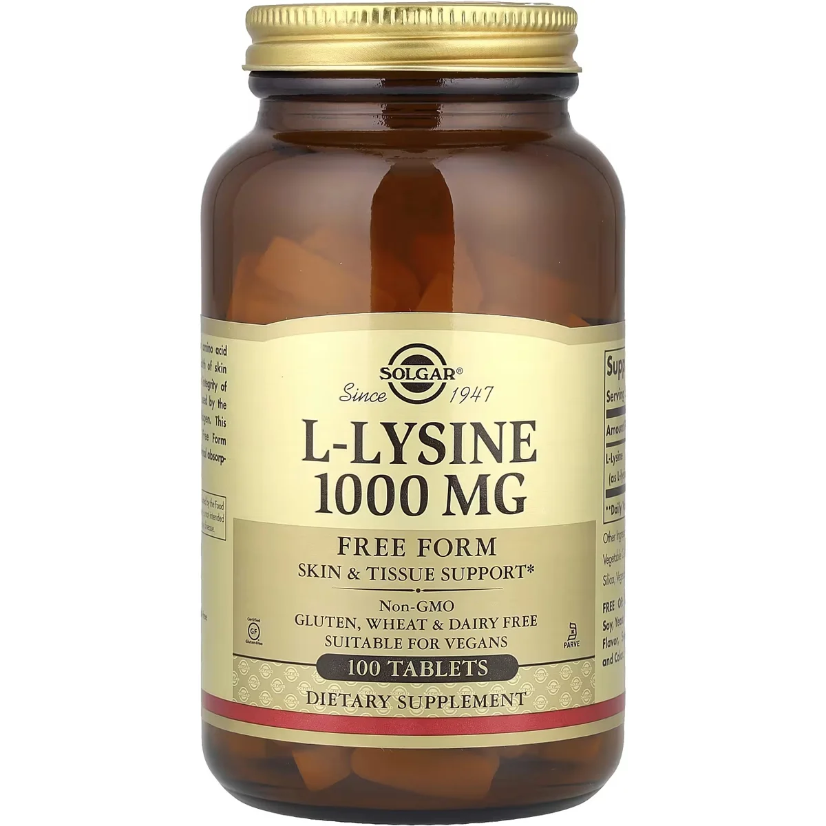 Solgar L-Lysine – 1000mg, 100 Tablets