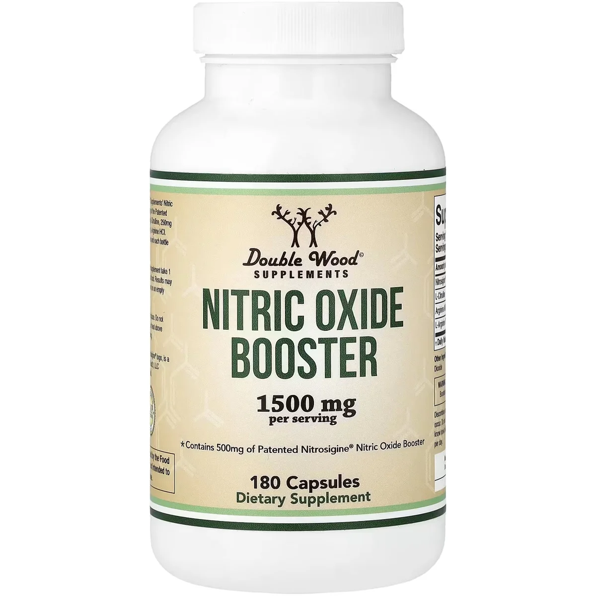 Double Wood Supplements Nitric Oxide Booster (L-Arginine & L-Citrulline) – 1500mg, 180 Capsules