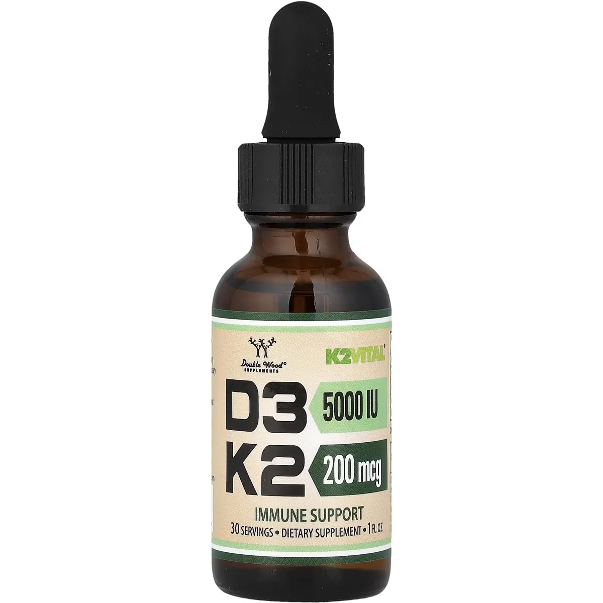 Double Wood Supplements Vitamin D3 & K2 – 30 Capsules