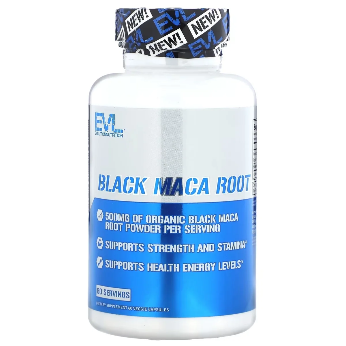 EVLution Nutrition Black Maca – 500mg, 60 Capsules