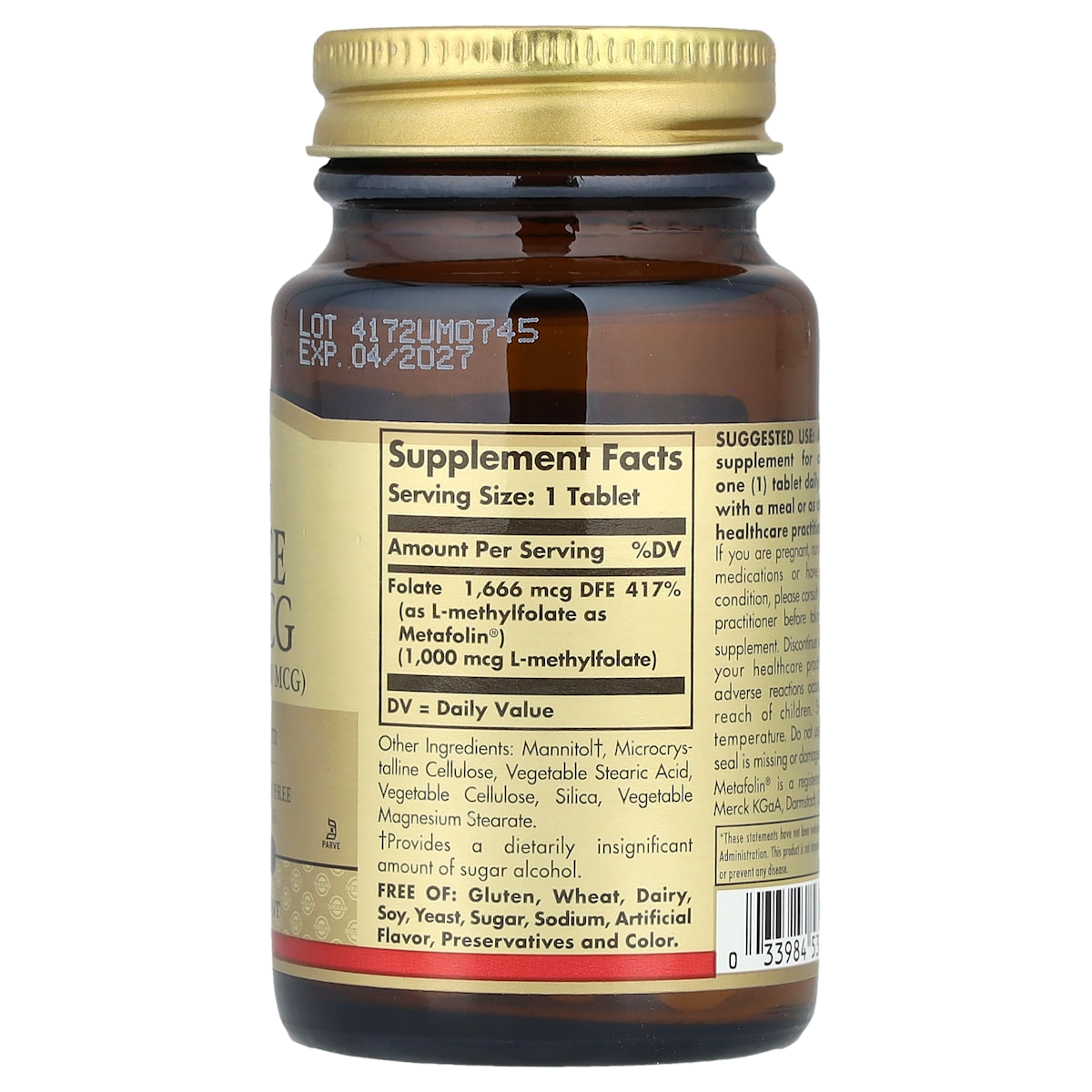 Supplement facts panel