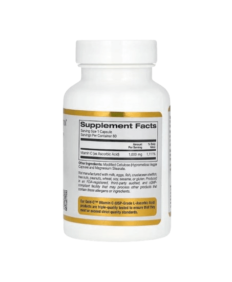 California Gold Nutrition Vitamin C, 1,000 mg, 60 Veggie Capsules