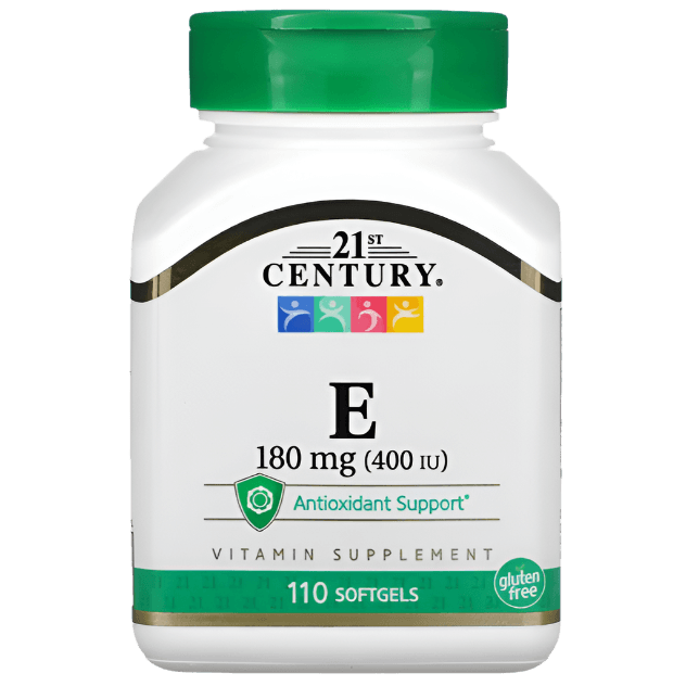 21st Century Vitamin E – 180mg (400 IU) | 110 Softgels | Antioxidant & Heart Health Support