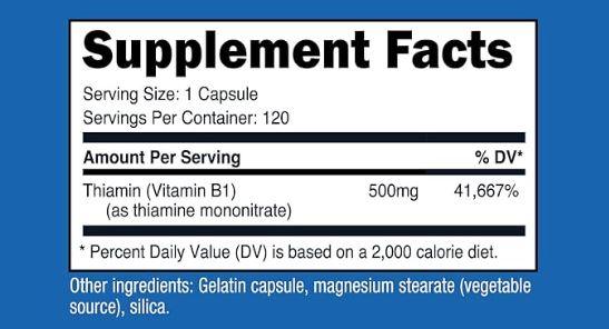 Nutricost Vitamin B1 (Thiamine) 500mg, 120 Capsules