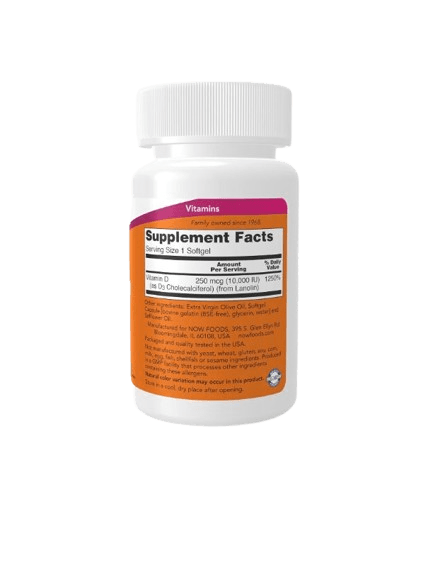 NOW Supplements, Vitamin D-3 10,000 IU, 120 Softgels