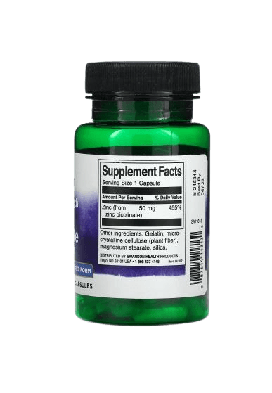 Swanson Zinc Picolinate 50mg Mineral Supplement, 60 Tablets