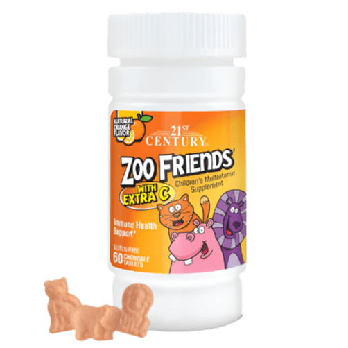 21st Century Zoo Friends with Extra C Chewable Tablets, 60 Count