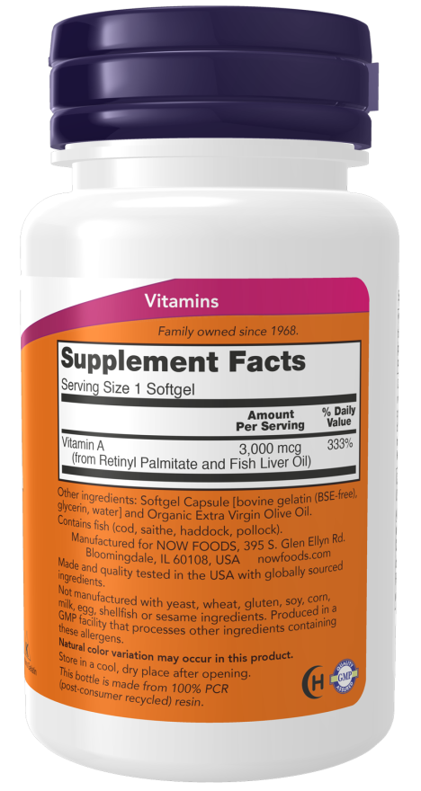 Now Foods Vitamin A 10,000 IU 100 Softgels