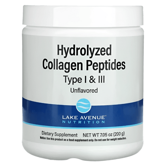 Lake Avenue Nutrition Hydrolyzed Collagen Peptides, Type I & III, Unflavored, 7.05 oz (200 g)