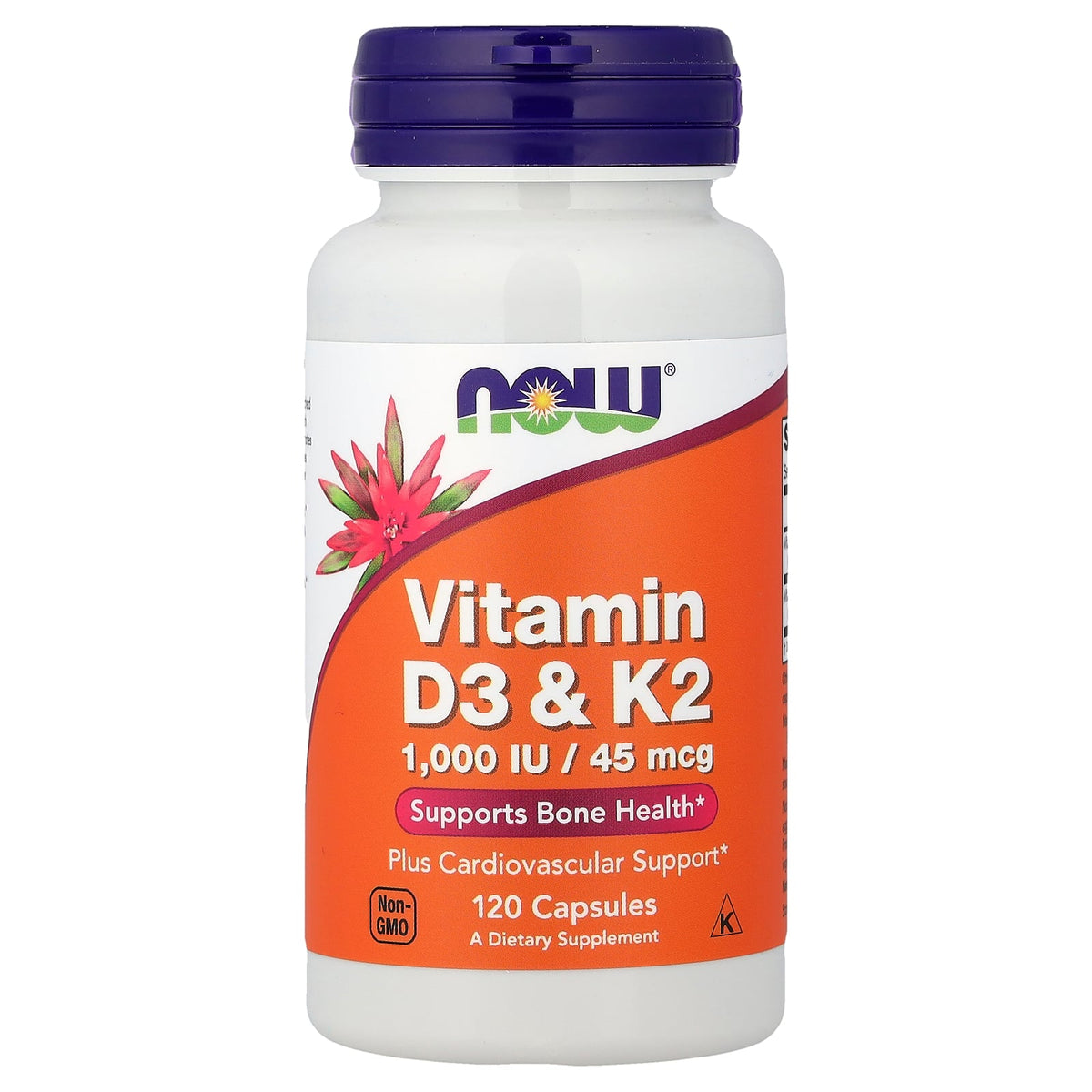 NOW Foods Vitamin D3 & K2, 120 Capsules | The Supplement Lab Lebanon
