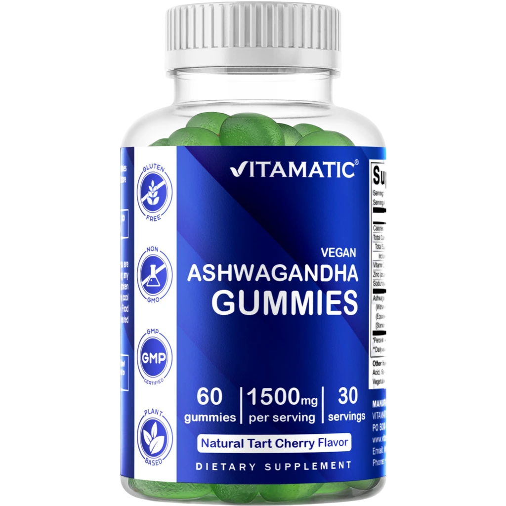 Vitamatic, Ashwagandha Gummies 1500mg Serving, 60 Vegan Gummies