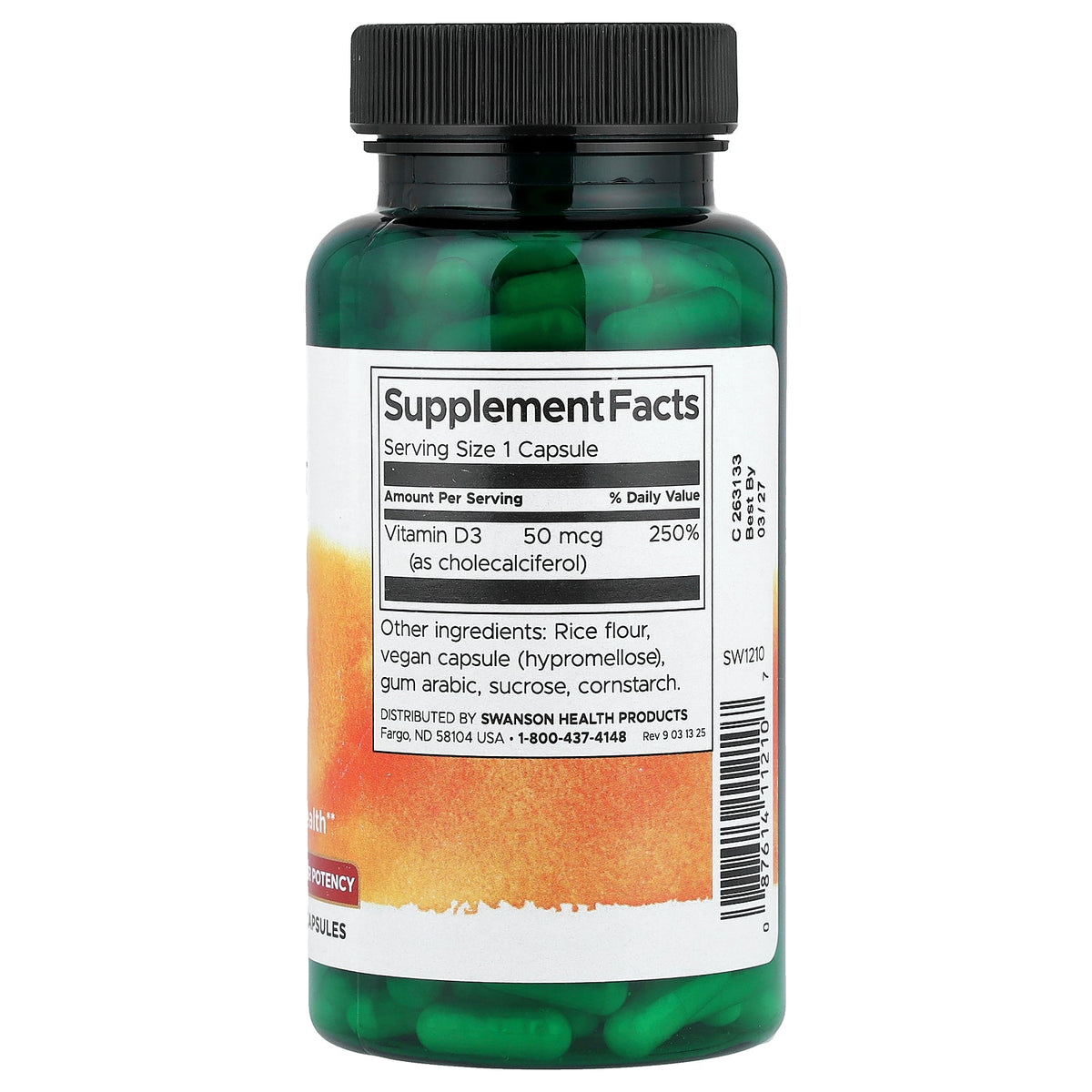 Swanson Vitamin D3 2,000 IU supplement facts