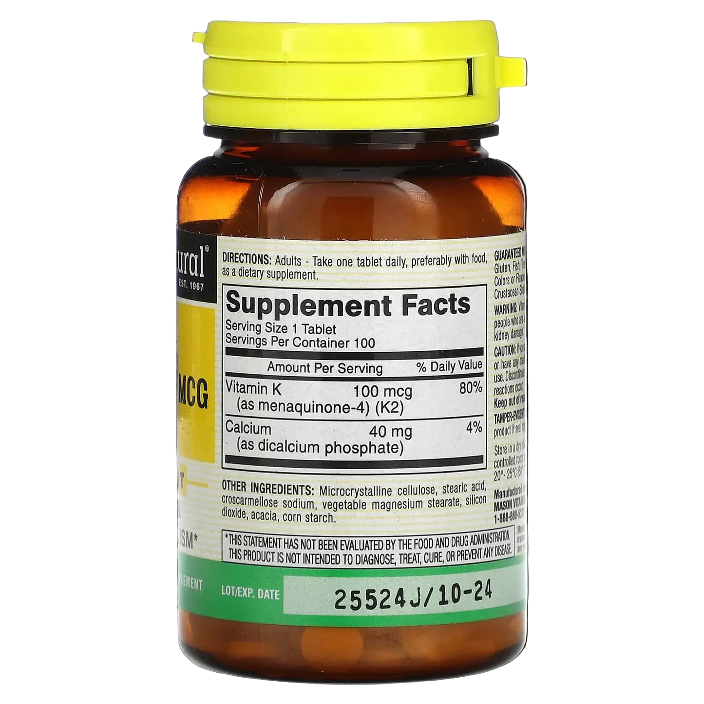 Mason Natural Vitamin K2 100 mcg 100 Tablets