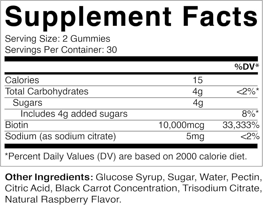 Vitamatic Biotin Gummies 10,000 mcg for Stronger Hair, Skin & Nails - 60 Vegan Gummies