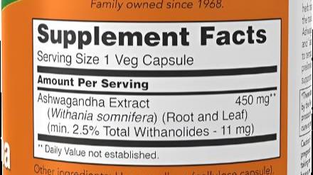 NOW Food Ashwagandha, 450mg Extract, 90 Servings