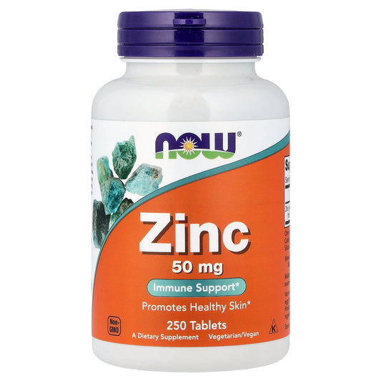 NOW Foods Zinc 50mg, 250 Tablets | The Supplement Lab Lebanon