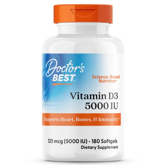 Doctor's Best, Vitamin D3, 125 mcg (5,000 IU), 180 Softgels