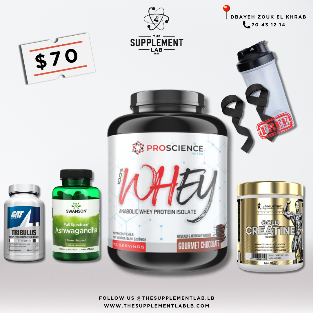 Proscience Whey + Ashwagandha + Tribulus + Creatine + Free Shaker & Straps