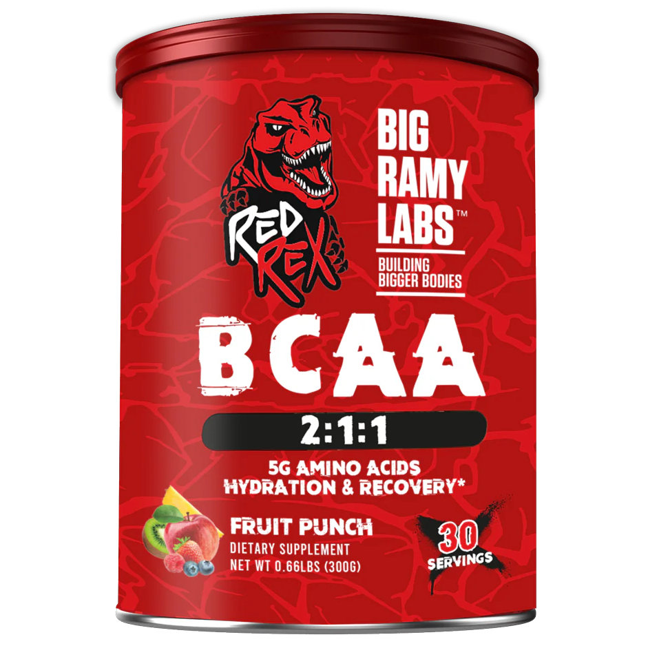 Red Rex BCAA – Fruit Punch, 300g | 2:1:1 Ratio for Muscle Recovery, Endurance & Performance | 30 Servings