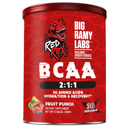 Red Rex BCAA – Fruit Punch, 300g | 2:1:1 Ratio for Muscle Recovery, Endurance & Performance | 30 Servings