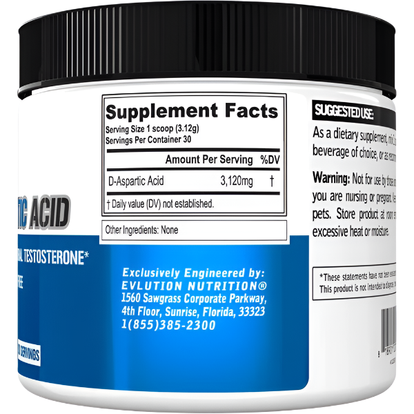 D Aspartic Acid Testosterone Booster, DAA, 30 Servings