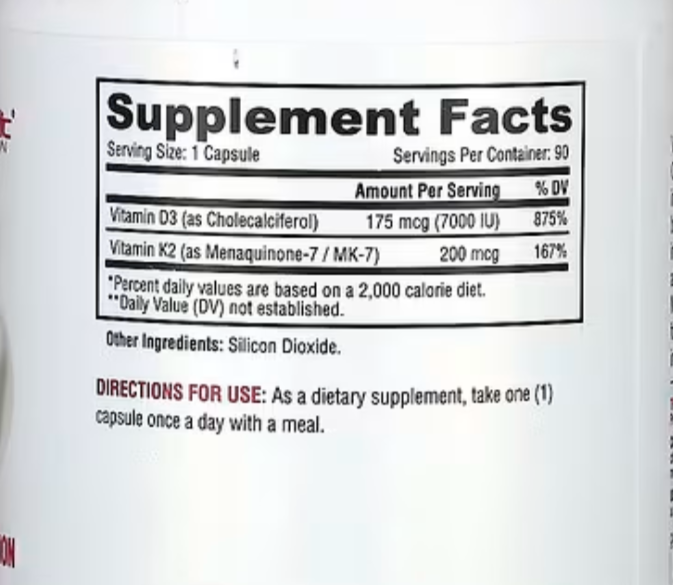 Metabolic Nutrition Vitamin D3 + K2 – 90 Capsules