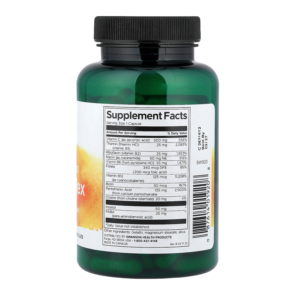 Supplement facts panel