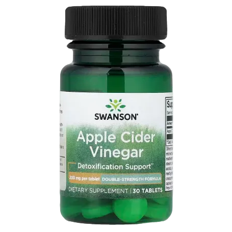 Swanson Apple Cider Vinegar – 200 mg, 30 Tablets | Digestion, Metabolism & Wellness Support