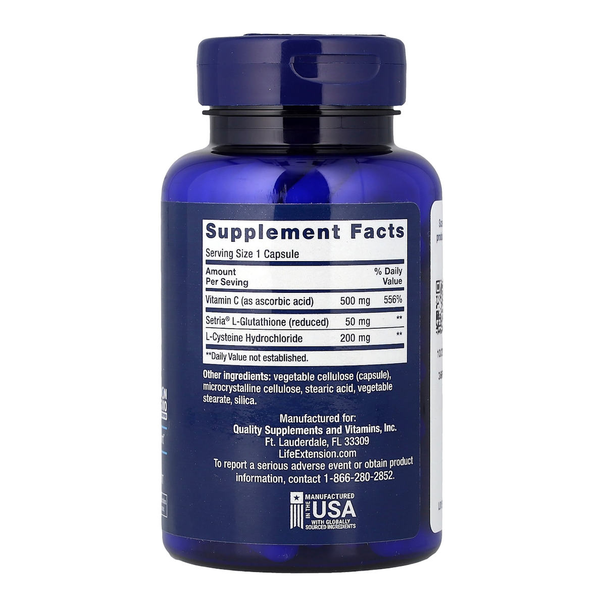 glutathione cysteine c 100 life extension supplement facts