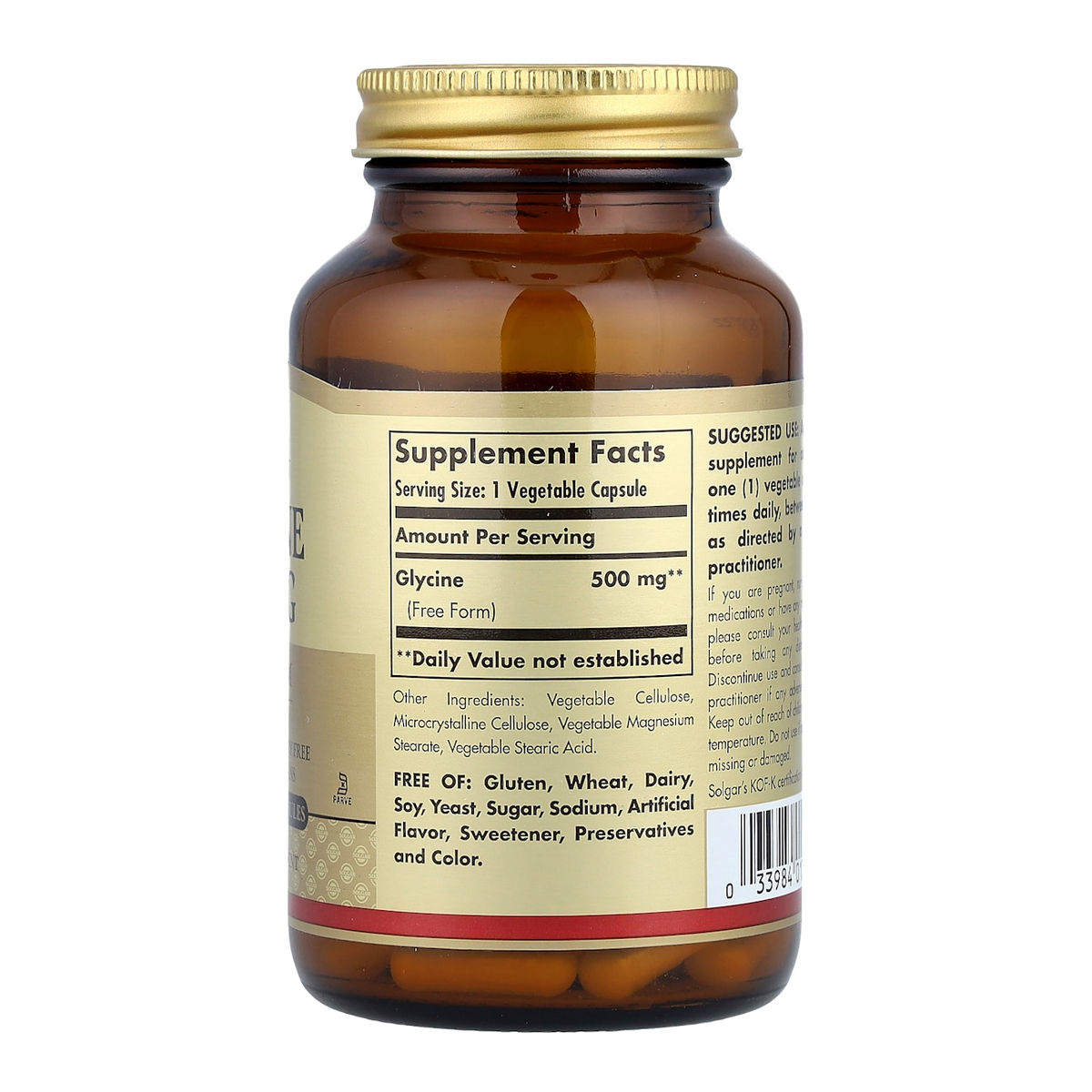 glycine 500mg 100 solgar supplement facts