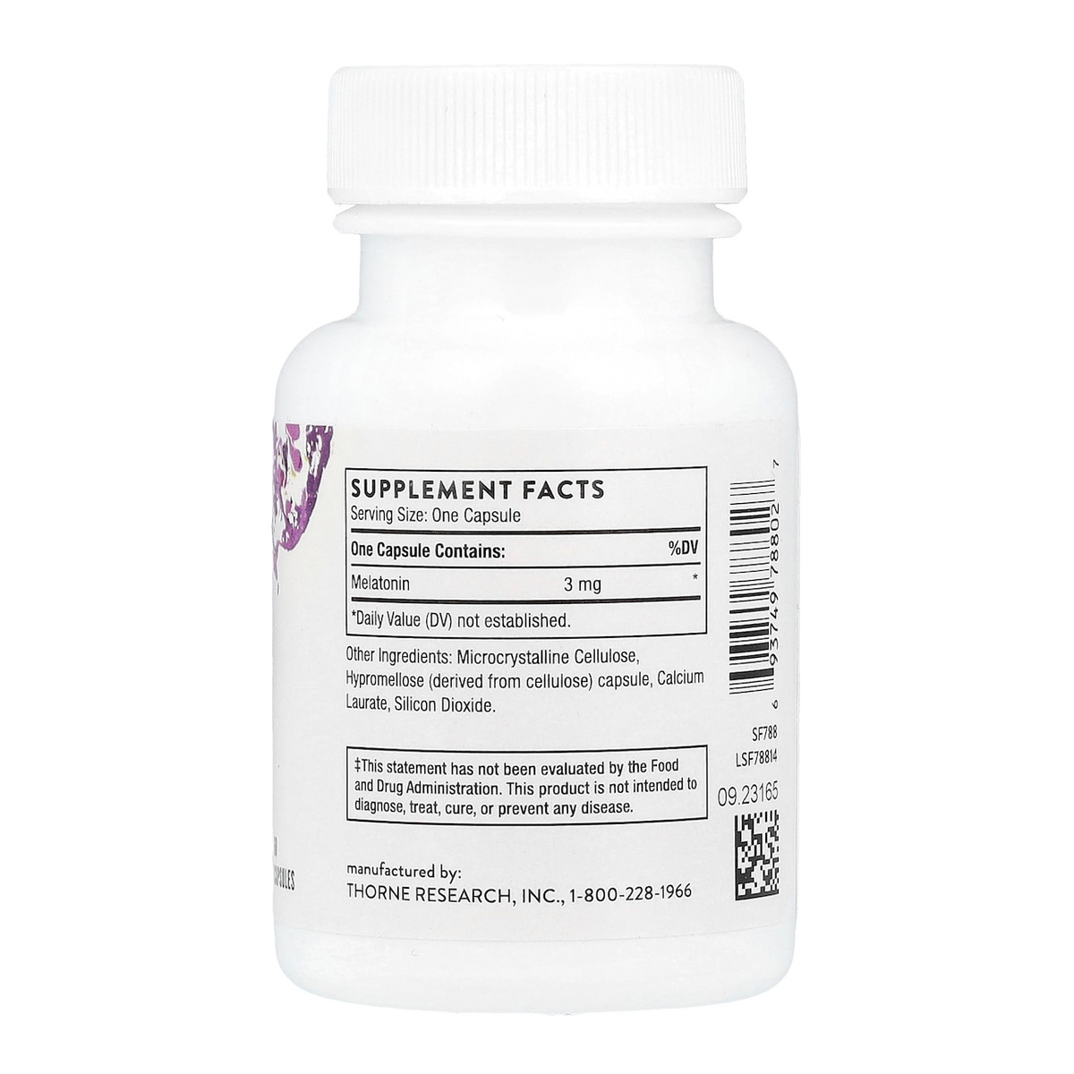 melatonin 3mg 60 thorne supplement facts