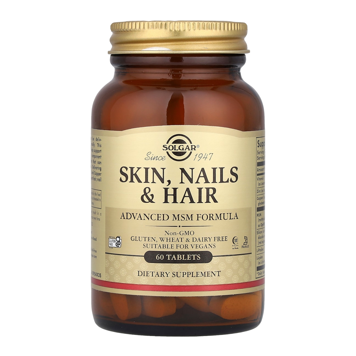 skin nails hair 60 solgar msm silica l lysine