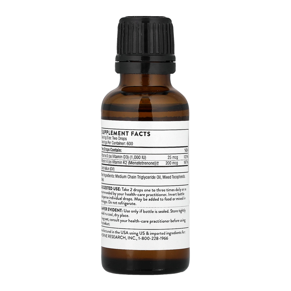 vitamin d3 k2 liquid 600 thorne supplement facts