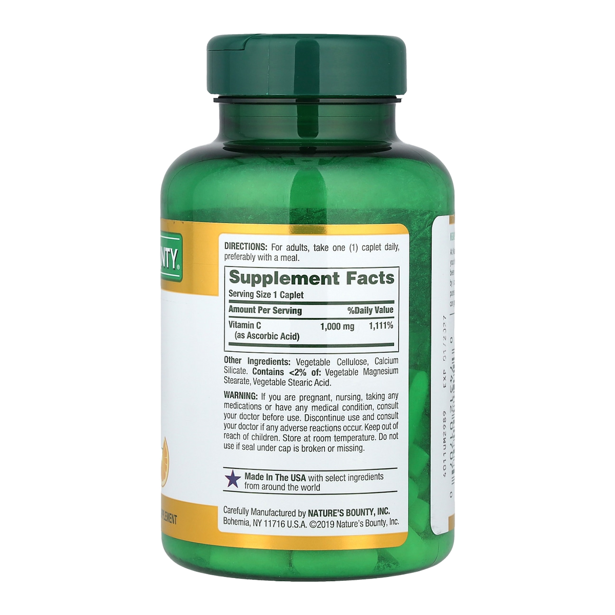 vitamin c 1000mg 100 natures bounty supplement facts