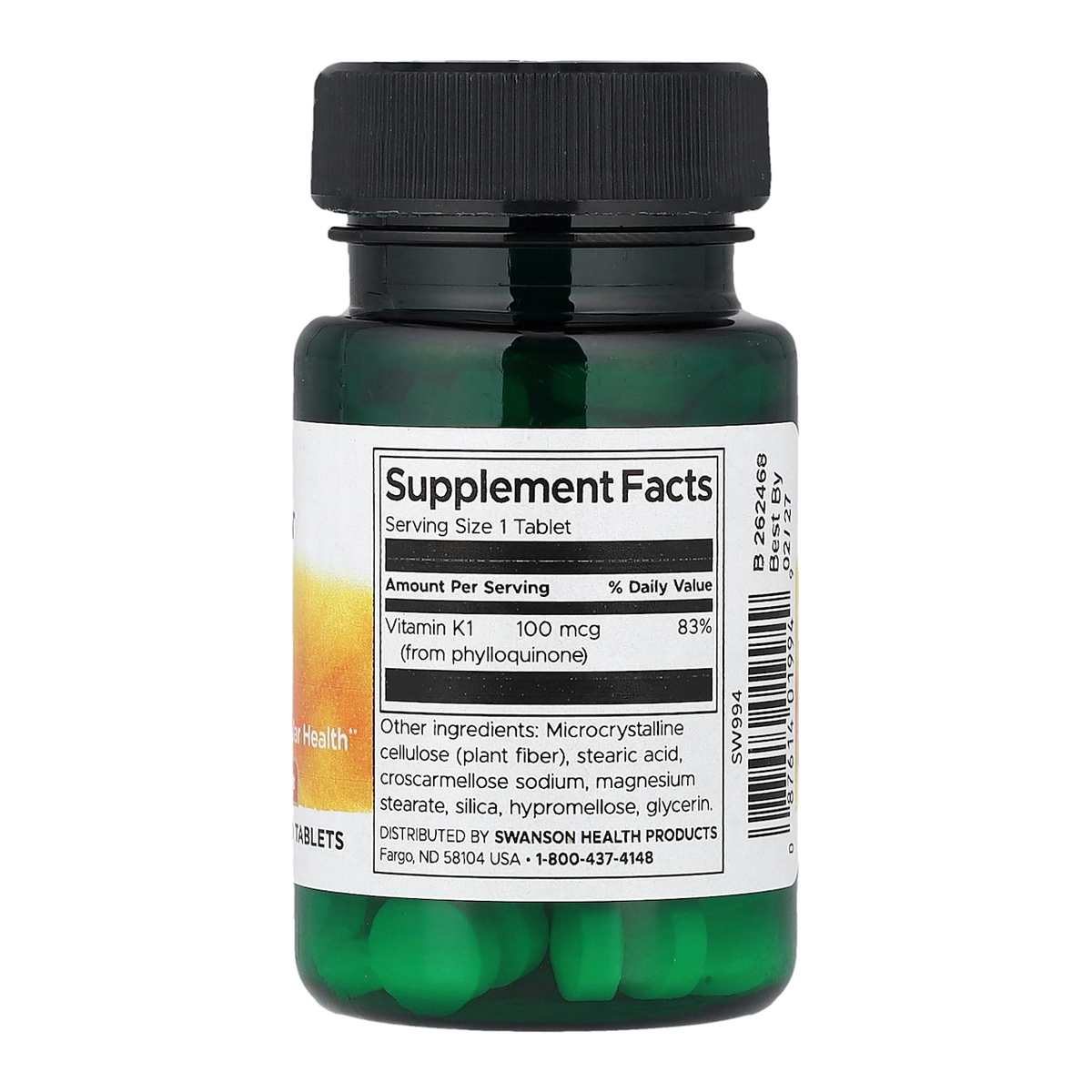vitamin k1 100mcg 100 swanson supplement facts