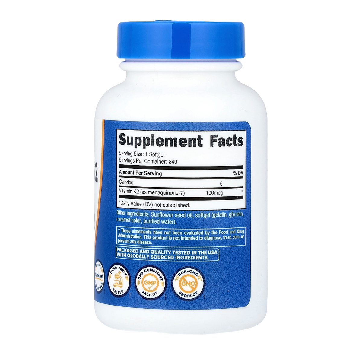 vitamin k2 100mcg 240 nutricost mk 7 supplement facts