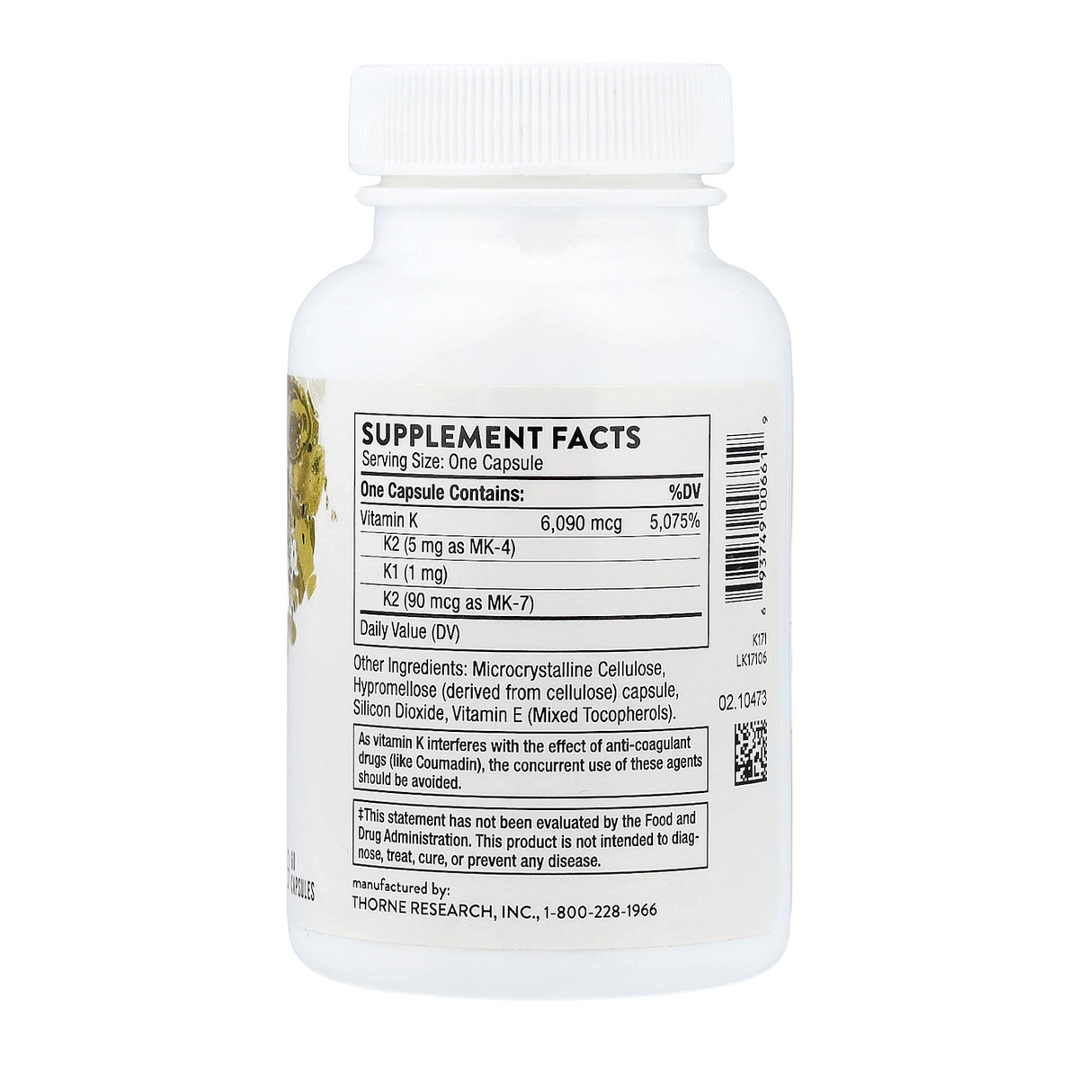 vitamin k 60 thorne k1k2 supplement facts