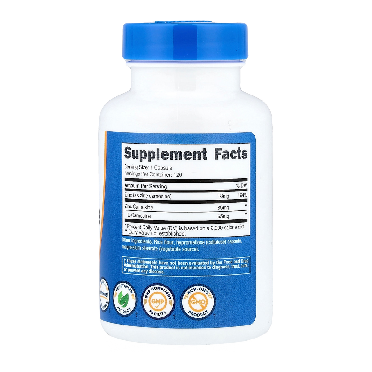 zinc carnosine 86mg 120 nutricost supplement facts